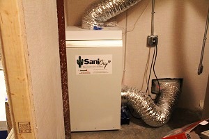 A SaniDry™ dehumidifier will keep your basement dry and mold-free