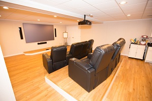 A basement turned into a home theater in Buffalo
